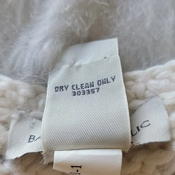 BANANA REPUBLIC Wool Angora Blend Open Knit Cropped Boat Neck Nautical Sweater M - Picture 4 of 7